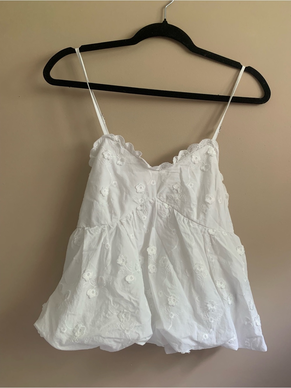 White Floral Eyelet Spaghetti-Strap Camisole